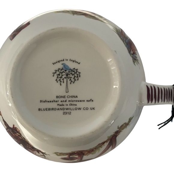 Mushroom Coffee Mugs Tea Cups Bluebird and Willow Bone China 4-pc - Picture 7 of 16